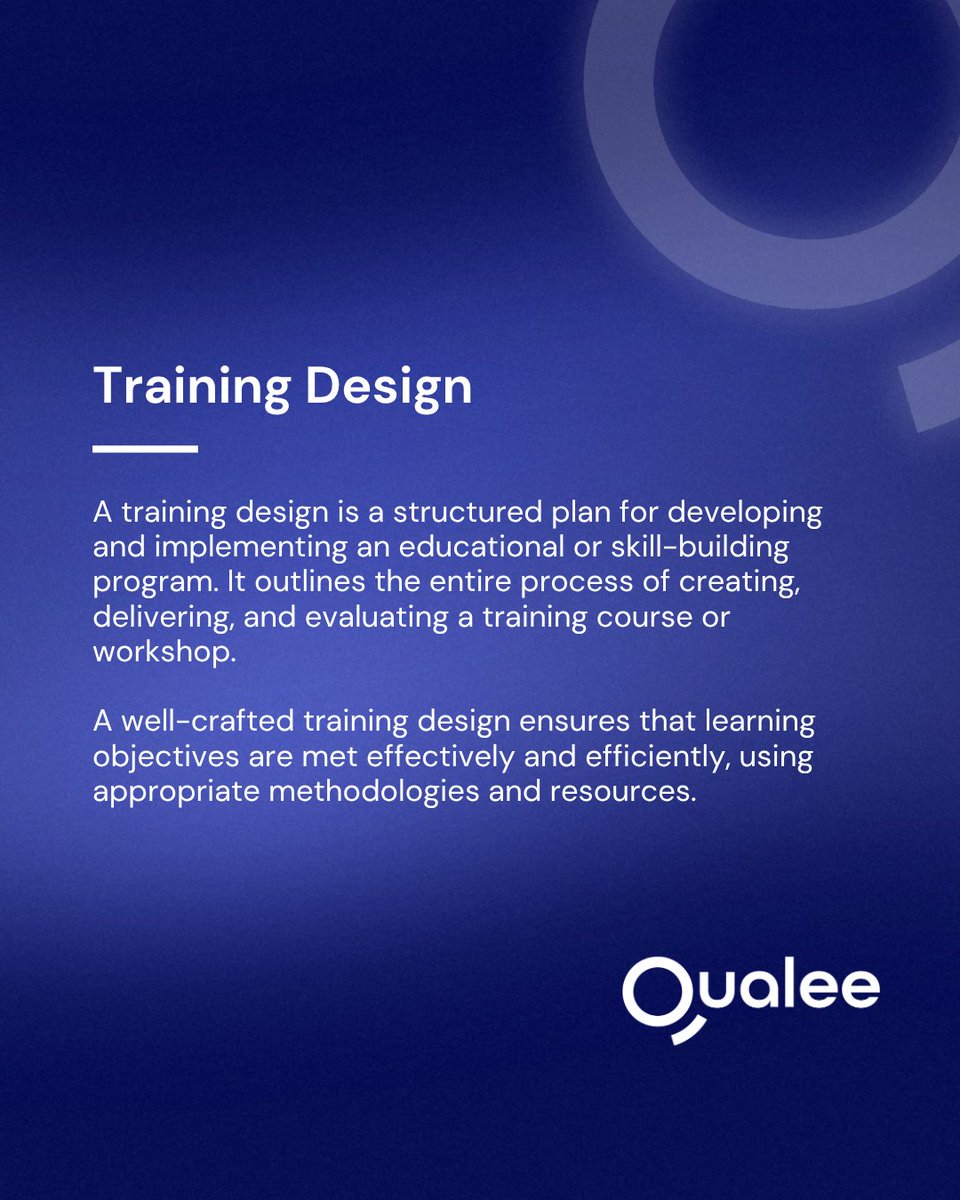 Qualee_Tech's tweet image. Training design is a plan to create and deliver learning that sticks.

✅ Build skills effectively
✅ Engage employees
✅ Measure impact

Well-designed training drives growth and performance.

#HRTerm #TrainingDesign #EmployeeExperience #Qualee #FutureOfWork
