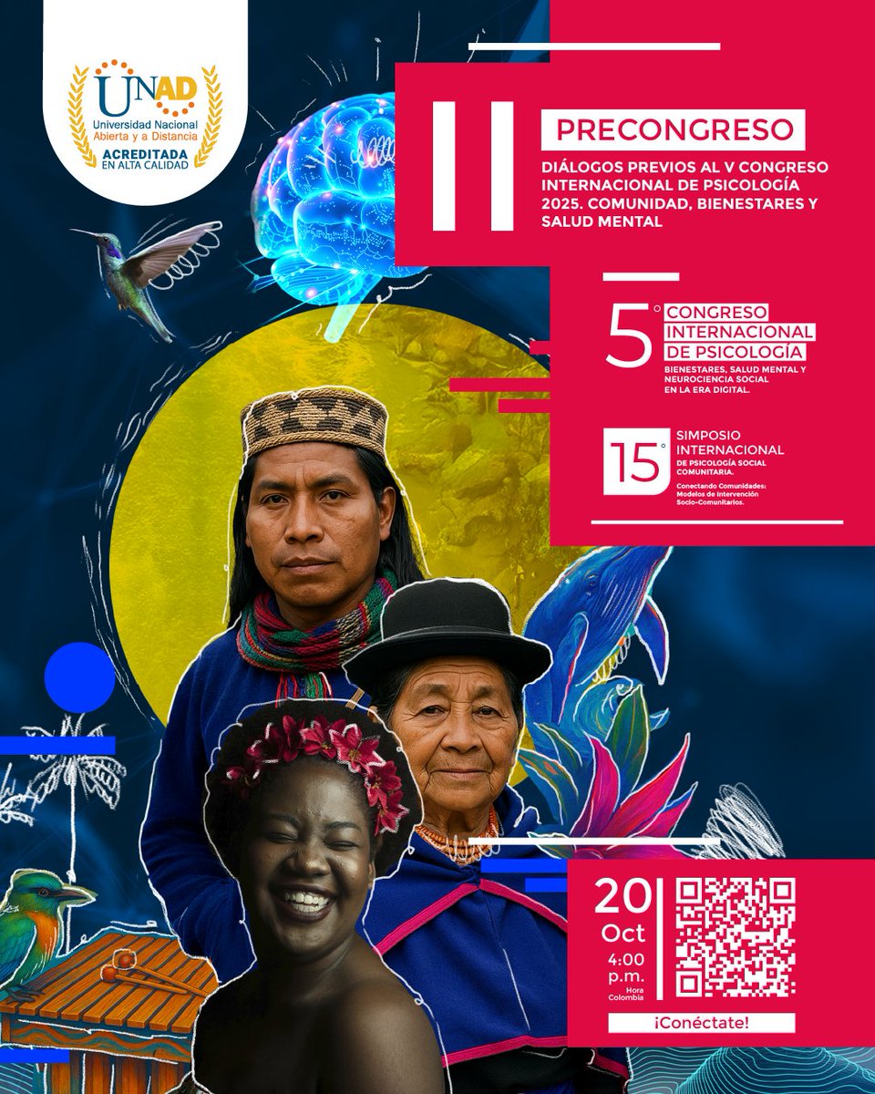 💬🧠 ¡Siguen los Diálogos Previos al V Congreso Internacional de Psicología 2025!

Participa en el Precongreso II: Comunidad, Bienestares y Salud Mental, un espacio para reflexionar sobre los desafíos y estrategias que fortalecen el bienestar emocional y social en nuestras
