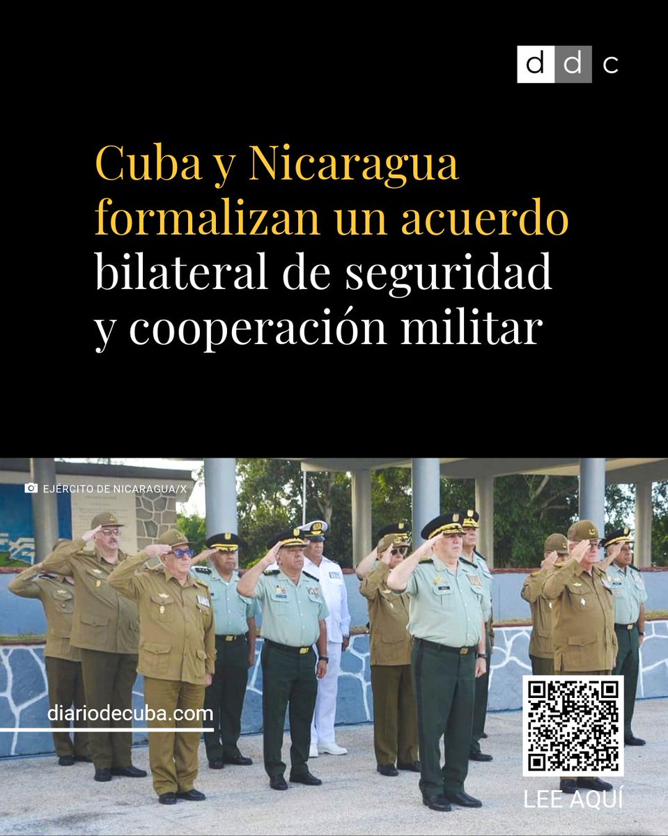 diariodecuba's tweet image. Los dictaduras de #Cuba y #Nicaragua fortalecerán su cooperación “en materia de defensa y seguridad”, un pacto que parece menos orientado a la protección de sus ciudadanos, y más enfocado en blindar los dos regímenes.

LEE MÁS en #DiarioDeCuba: diariodecuba.com/cuba/176003498…