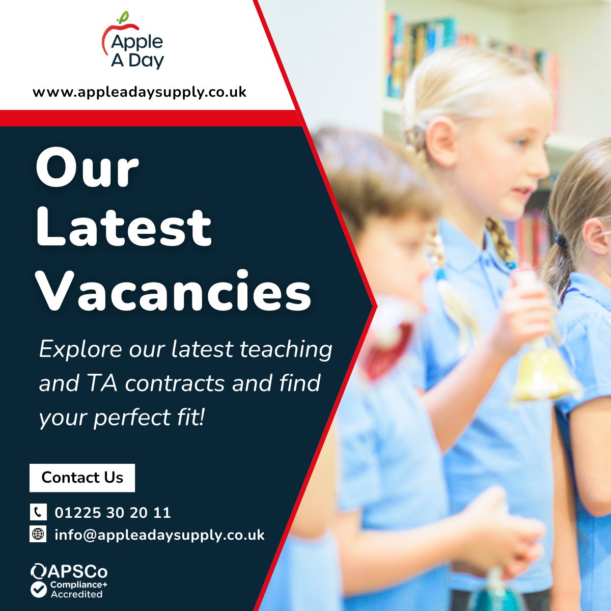 Apple_Supply's tweet image. ✨ New teacher &amp;amp; TA roles! ✨

We’re recruiting for a range of positions this term &amp;amp; next.

Find out more &amp;amp; apply today 👇

📧 info@appleadaysupply.co.uk
📞 01225 30 20 11
🌐 appleadaysupply.co.uk

#teacher #teachingassistant #supplyteaching #educationjobs #primaryschool