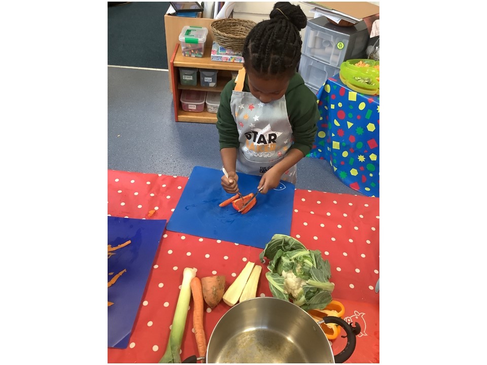 Our EYFS children have been making vegetable soup and bread as part of their learning on Harvest.