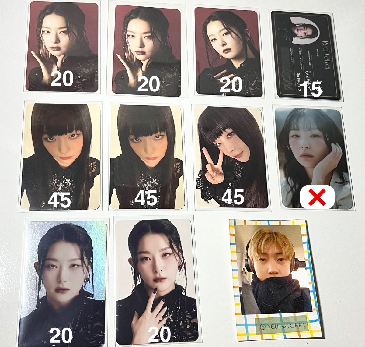 ceg nacional seulgi r to v
— valores na imagem + freteS (meu frete é fixo de R$13)
— meu prazo de envio é de até 10 dias úteis 
— não garantido
— feedbacks da seller em @/seulgicard no ig

🏷️ meus feedbacks em @/seulkaru no instagram