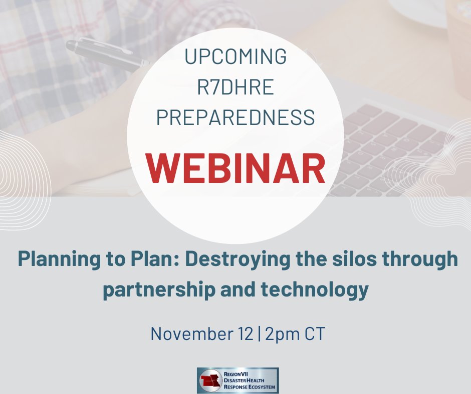 ⭐Upcoming R7DHRE Preparedness Webinar ⭐

🖥️Planning to Plan: Destroying the Silos Through Partnerships and Technology
📆Nov. 12 | 1pm CT
📍ZOOM
🖊️Learn More | Register: bit.ly/3IXAMkS

#RDHRSReady
