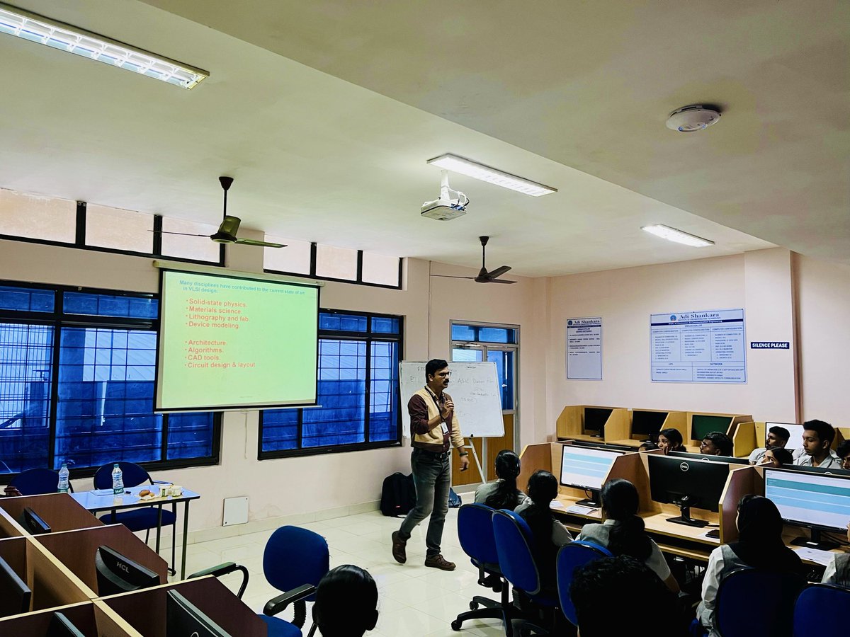 CAL_NIELIT's tweet image. Hands-on Workshop on “FPGA Prototyping using Verilog HDL” conducted for Final Year ECE students of Adi Shankara Institute of Engineering and Technology!

An exciting session exploring FPGA design, Verilog coding, and real-time implementation 🔧⚙️

#FPGA #VerilogHDL #Electronics