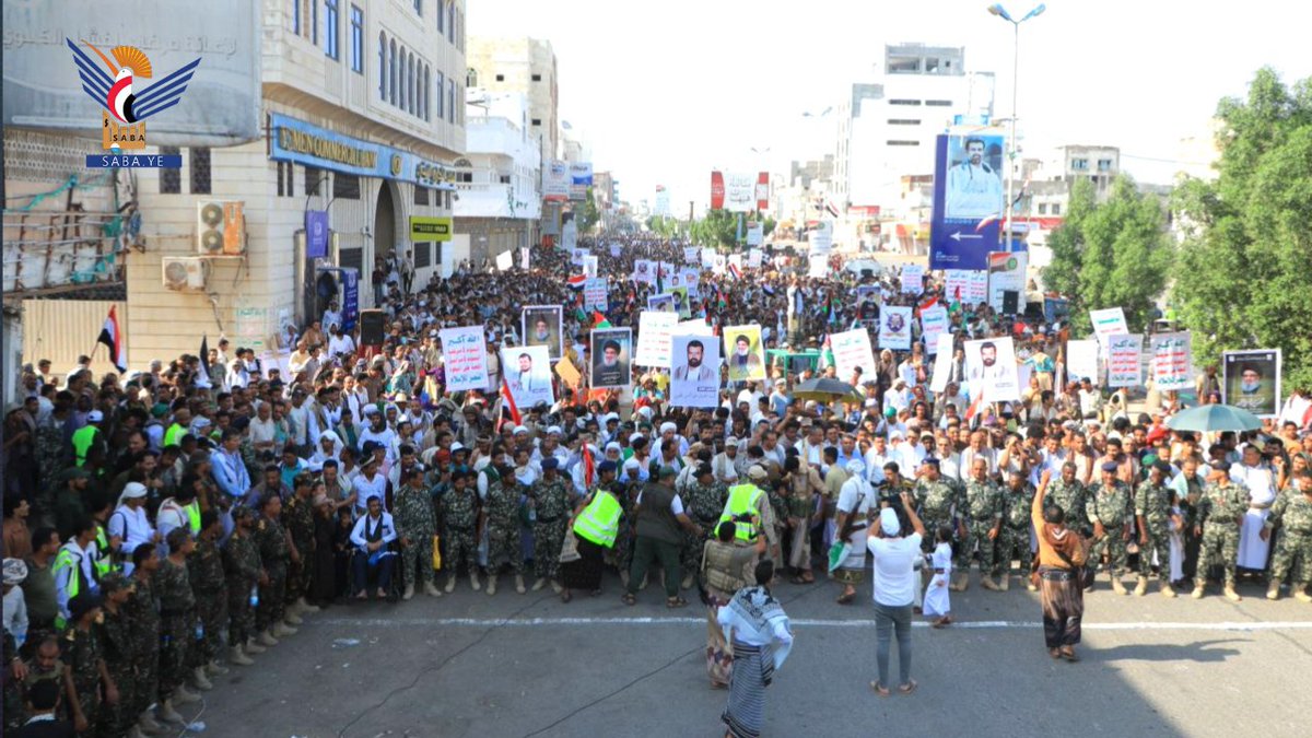 " أنها. محافظة الحديدة وأبناءها الأحرار يا سادة، والتي شهدت حشود مليونية غير مسبوقة أكتظت بـ 317 ساحة تحت شعار عامان من الجهاد والتضحية حتى النصر ."