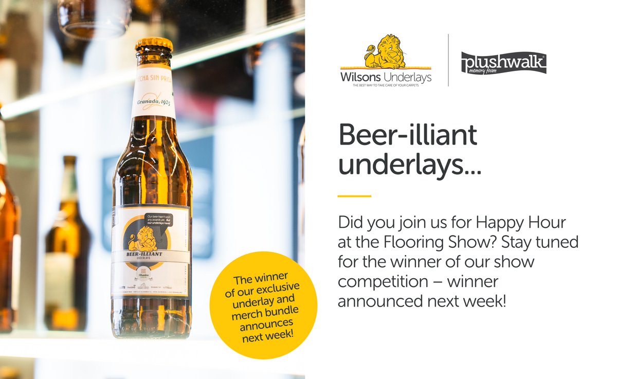 Did you join us for Happy Hour at the Harrogate Flooring Show? If you entered our competition to win an exclusive merch and underlay bundle, stay tuned! The winner will be announced next week…. Who’s hoping for #plushwalk and our bespoke <a href="/YETICoolers/">YETI</a> tumbler! #winner #underlay