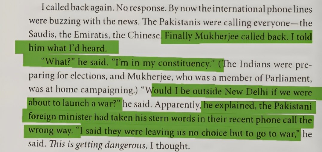 Jhunjhunuwala_'s tweet image. Finally Mukherjee called back. 

Rice asked: &apos;Are you deciding to go to War?&apos;

Mukherjee: &apos;I&apos;m in my constituency. Would I be outside New Delhi if we were about to launch a war?&apos;

India&apos;s Foreign Minister was CAMPAIGNING during a national crisis!