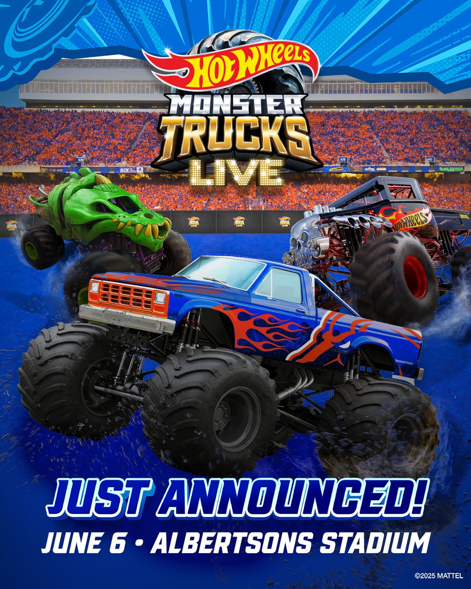 BroncoSports's tweet image. 𝗠𝗔𝗞𝗜𝗡𝗚 𝗛𝗜𝗦𝗧𝗢𝗥𝗬 𝗢𝗡 𝗧𝗛𝗘 𝗕𝗟𝗨𝗘 🔥

Hot Wheels Monster Trucks Live™ is roaring into Boise for the first time ever — ON THE BLUE at Albertsons Stadium!

🎟️ boi.st/4nHLkUJ