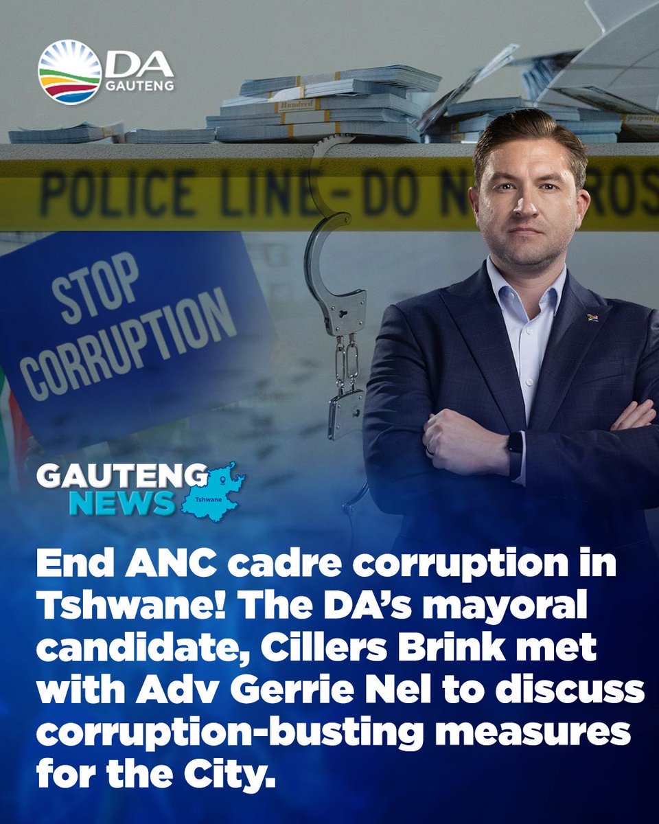 CilliersB's tweet image. 🚨 Corruption isn’t just theft - it’s what drives up municipal bills and breaks service delivery in Tshwane.

That’s why I met with Adv Gerrie Nel and AfriForum’s private prosecution unit to strengthen our fight against corruption and crime in the Capital City💪

Read more here:…