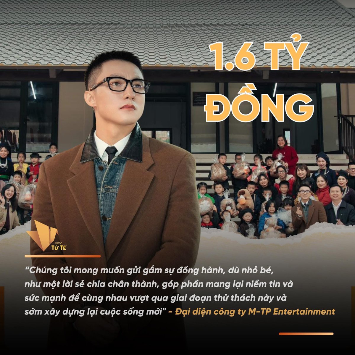 Tập thể M-TP Ent và Sơn Tùng M-TP ủng hộ 1,6 tỷ đồng hỗ trợ người dân khắc phục khó khăn sau bão thông qua chương trình “Nghĩa đồng bào”.

Tự hào về <a href="/mtpent_official/">M-TP Entertainment</a> và <a href="/sontungmtp777/">M-TP</a> !!!❤️
Việt Nam cố lên🇻🇳💪💪💪

#SonTungMTP #MTPEntertainment