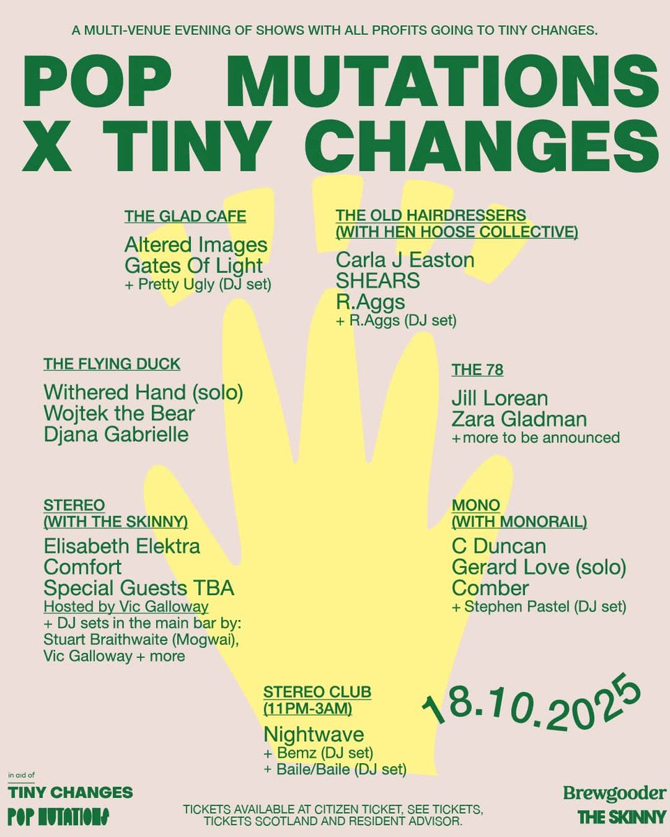 VicGalloway's tweet image. Looking forward to hosting &amp;amp; DJing at the @popmutations X @tinychanges festival on Saturday 18th October... Come &amp;amp; check out Elisabeth Elektra, Comfort, Stuart Braithwaite &amp;amp; yours truly in @stereoglasgow for a guaranteed eargasm! 😘👂❤️
#popmutations #tinychanges #Glasgow #stereo