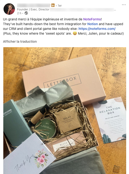 For the first time, I sent a small present to one of our customers who's been sending us a lot of feedback, helping us with a lot troubleshooting etc.

At my old job at AWS we were always told to be "Customer Obsessed", and now that I'm an entrepreneur it makes even more sense