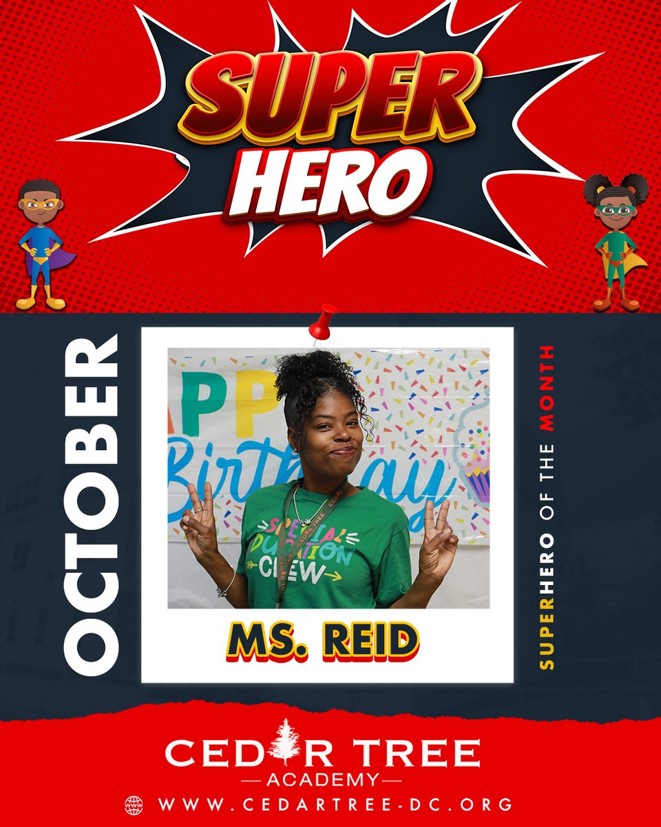CedarTreeDC's tweet image. This month we celebrate Mrs. Stubbs and Ms. Reid, two amazing educators whose passion, care, and creativity make Cedar Tree a place where students feel safe, supported, and inspired every day. 💚💛 #LTLT #CedarTreeAcademy