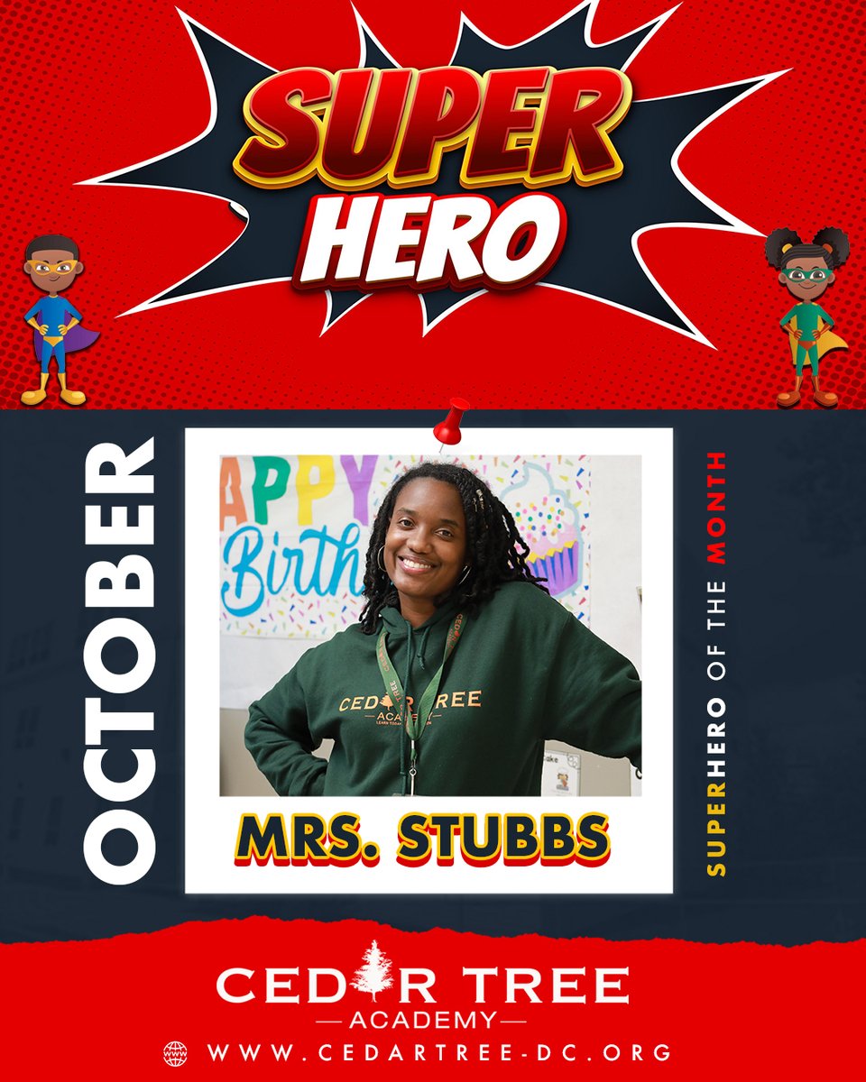 CedarTreeDC's tweet image. This month we celebrate Mrs. Stubbs and Ms. Reid, two amazing educators whose passion, care, and creativity make Cedar Tree a place where students feel safe, supported, and inspired every day. 💚💛 #LTLT #CedarTreeAcademy