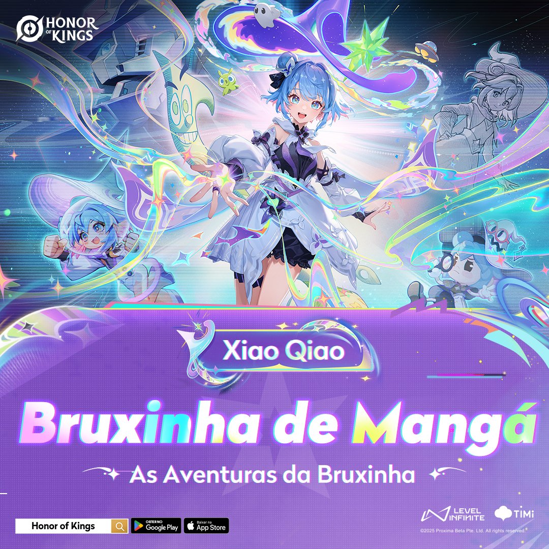 🎇 Xiao Qiao te envia um convite promissor: junte-se a ela em uma aventura fantástica por mundos incontáveis!
A bruxinha Xiao Qiao está oficialmente de volta!
Adquira-a agora através do Evento Desejo da Bruxinha!

#HonorofKings #HOKThrilling #NewSkin #MangaSorceress #XiaoQiao