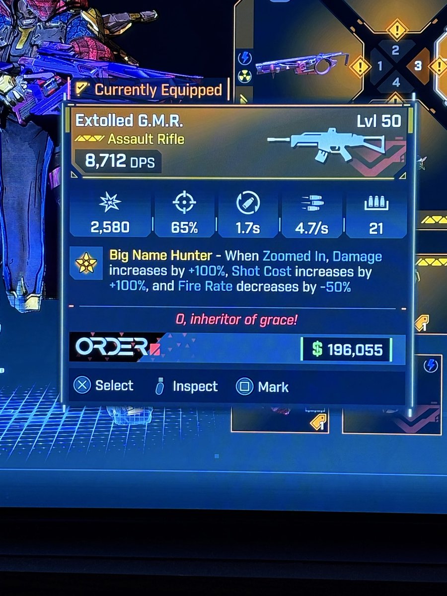 Got this #ExtolledGMR off the Driller Hole using the Big Encore just before the weekly reset. This thing is heavy. Go get one! #Borderlands4