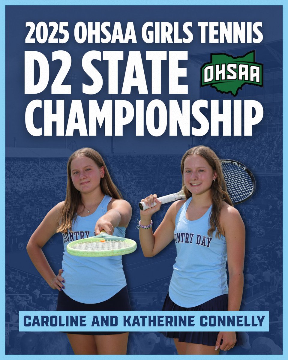 THE CONNELLY'S ARE STATE BOUND!
After a hard fought day at Districts yesterday, they
punched their ticket to the State Championship! Caroline and Katherine will compete on 10/16 in Mason, cheer them on as they represent CCDS for the last time!

Tickets: ohsaa.org/tickets!