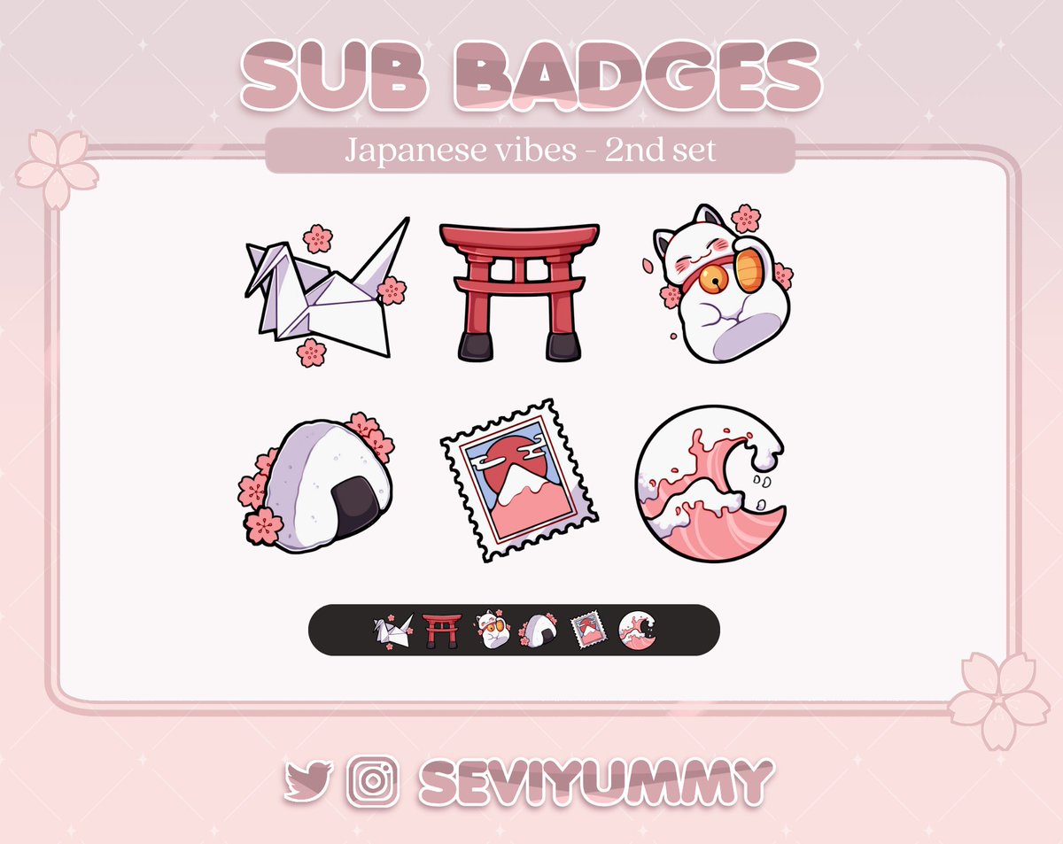 ✨  2nd set Japanese vibes Badges for Twitch  ✨

🌸 $5 usd the whole set 🌸

You can find this one and more here:
✨ etsy.com/shop/SeviYummy
✨ ko-fi.com/seviyummy/shop
