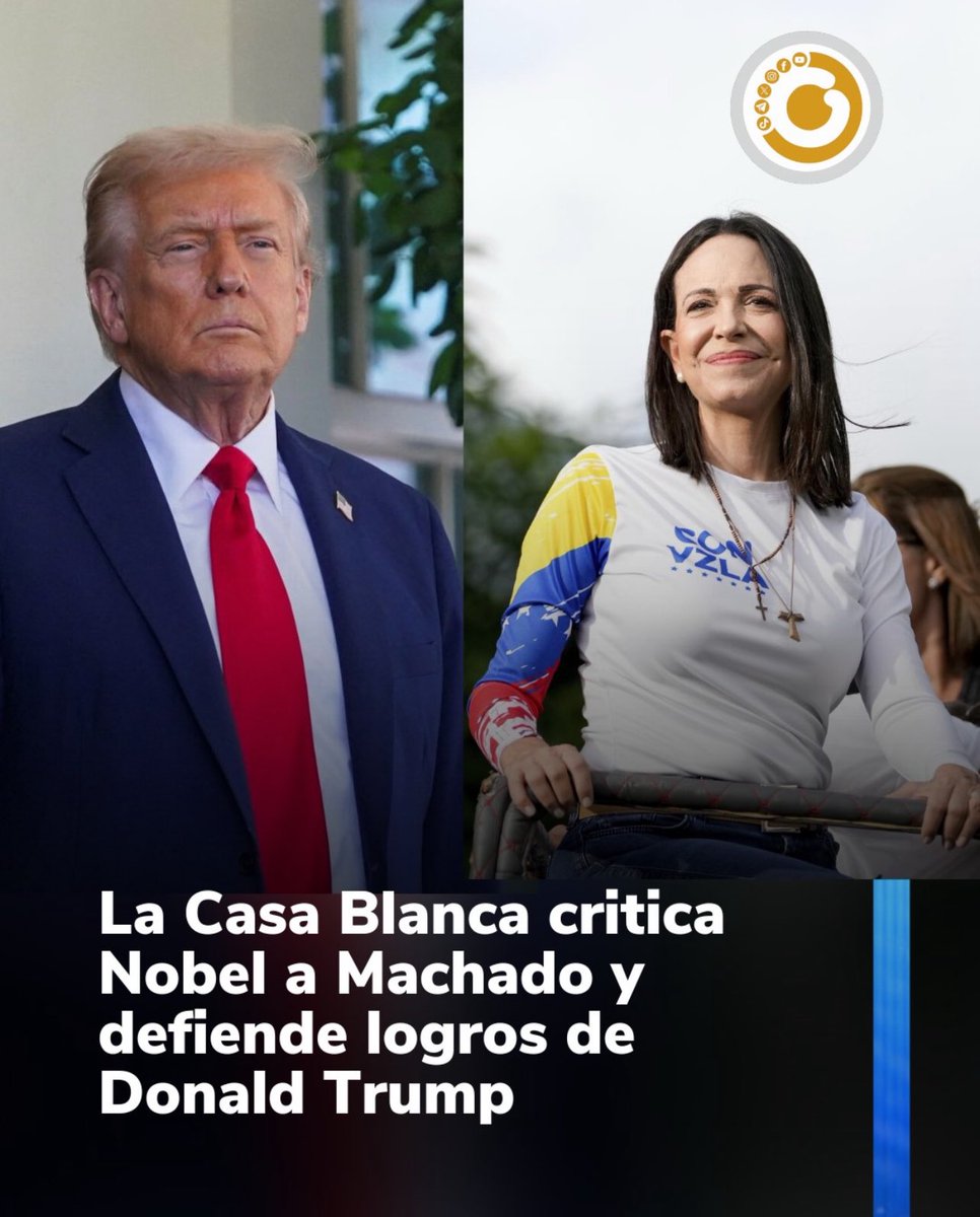 EL NOBEL DE LA GUERRA 

María Corina Machado y Donald Trump se enfrentan por el desprestigiado trofeo.