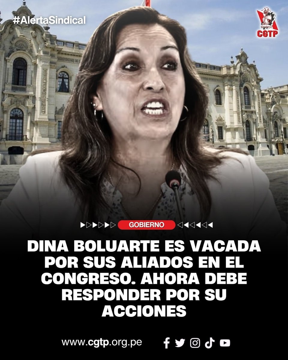 ¡Vacaron a la usurpadora!
Dina Boluarte fue vacada por sus aliados en el Congreso, ahora debe responder por las muertes en protestas y las denunciad por corrupción.