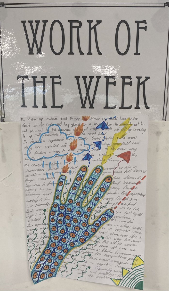 🎨Well done to S3 Pupil Miah who Mrs H has selected as Studio 58’s Work of the Week🎨A Health Week inspired outcome for Work of the Week this week!! 💚🎨
#celebratingsuccess #creativeskills 
#community #HealthWeek