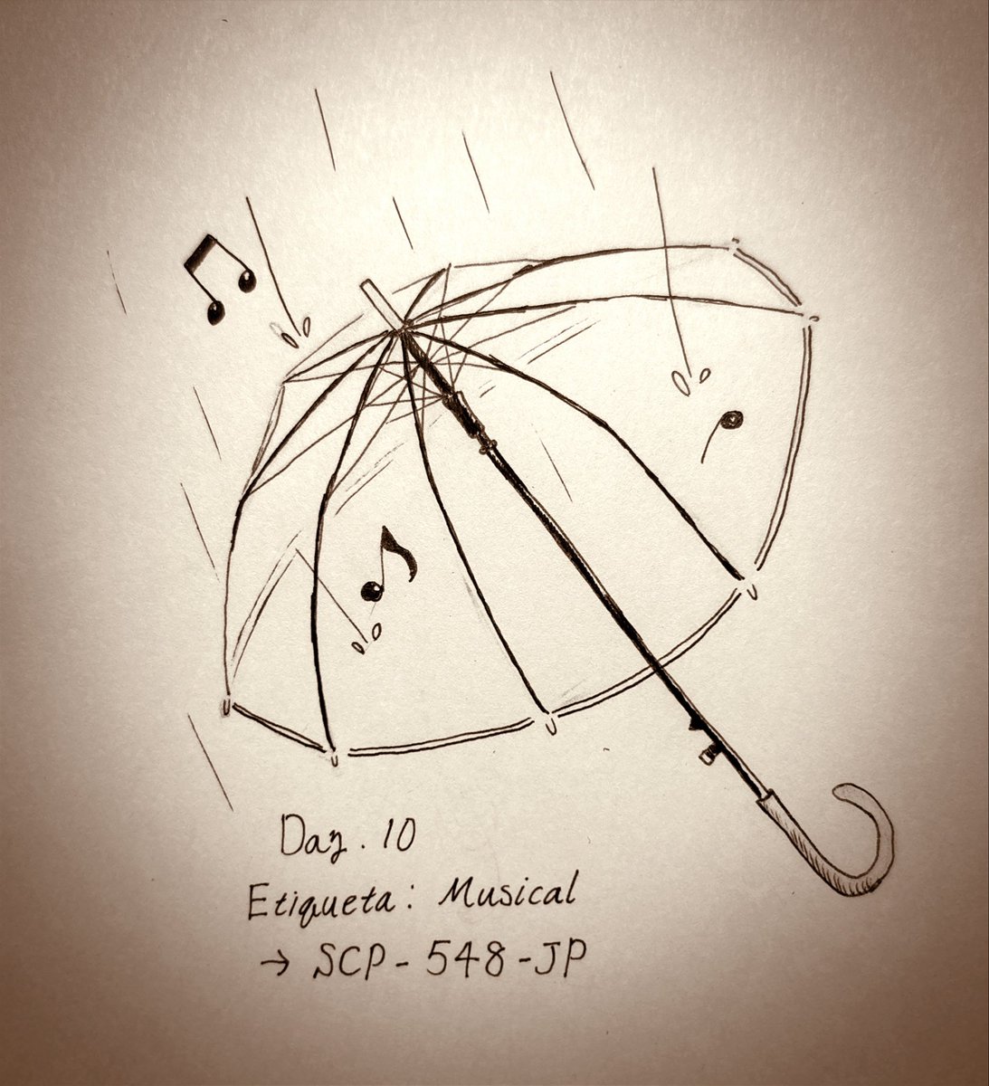KW_Verde_JP's tweet image. 10. Etiqueta: Musical (タグ: 音楽)

SCP-548-JPを描きました。
昨日に続き雨ネタになってしまいましたが、何となく雨に纏わるSCPは名作揃いな気がします。

#SCPTOBER2025_10