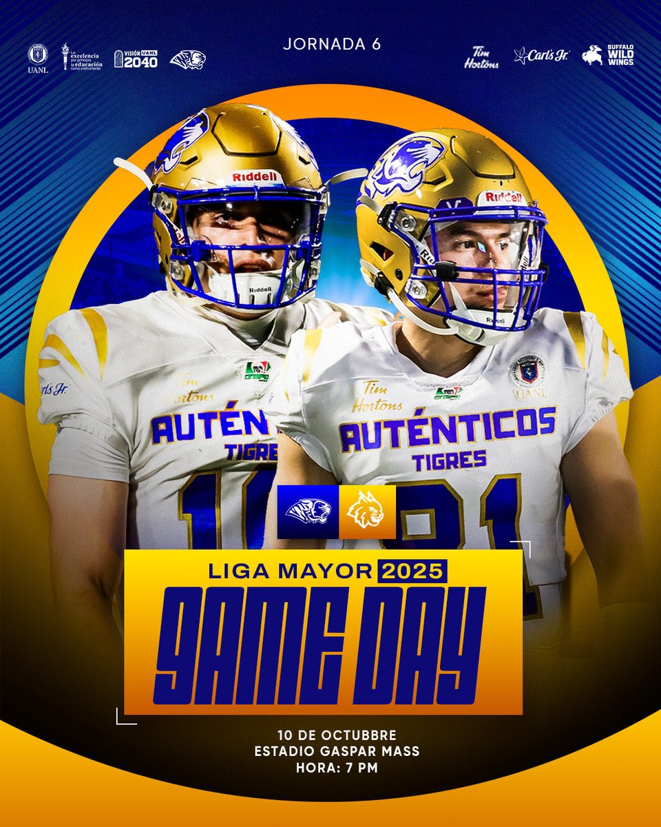 UANL_Autenticos's tweet image. ¡¡IT’S GAME DAY!!🏈

GAME 5 AUTÉNTICOS TIGRES VS LINCES UVM💥🧨

🗓️| Viernes 10 de Octubre. 
🕐| 19:00 hrs.
🏟️| ESTADIO GASPAR MASS.

🎟 Boletos : boletos.uanl.mx/#/

#ATMAYOR #serauténtico