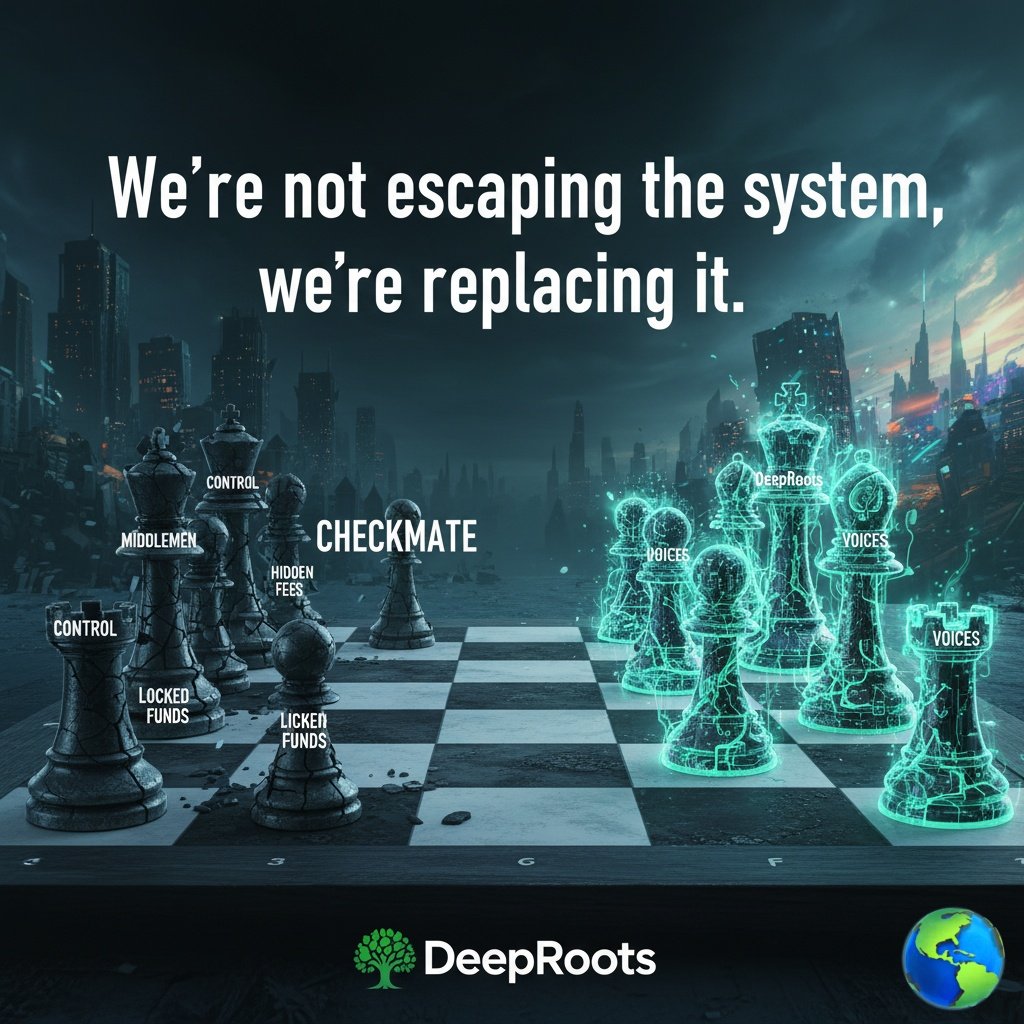 muhammad2k03's tweet image. The old system of control is in checkmate. We&apos;re not running; we&apos;re replacing the board entirely. @Deeproots_earth is where ownership becomes power, and builders dictate the game. Your move.
@naval @cz_binance #Web3 #DeepRoot #Crypto #freedom