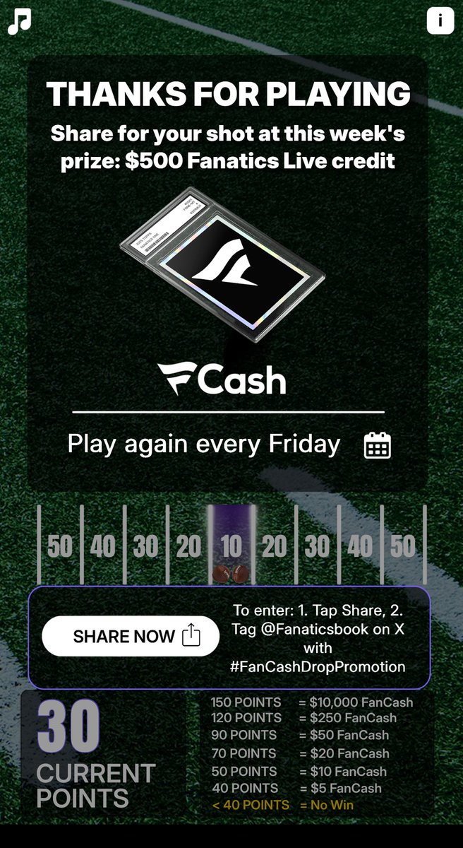 Play the #FanCashDropPromotion today

⁦<a href="/FanaticsBook/">The Home of FAIR PLAY™</a>⁩  fanatics.onelink.me/5kut/p6fykbjo