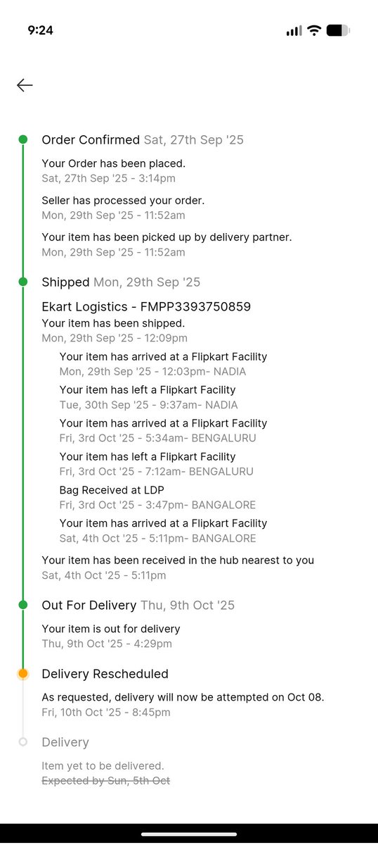 mpix47's tweet photo. Pathetic experience from @Flipkart. Item has reached nearest hub, will be out for delivery but never delivered. Doesn't allow to cancel as well. 
@flipkartsupport https://t.co/4bg5NTK9MN