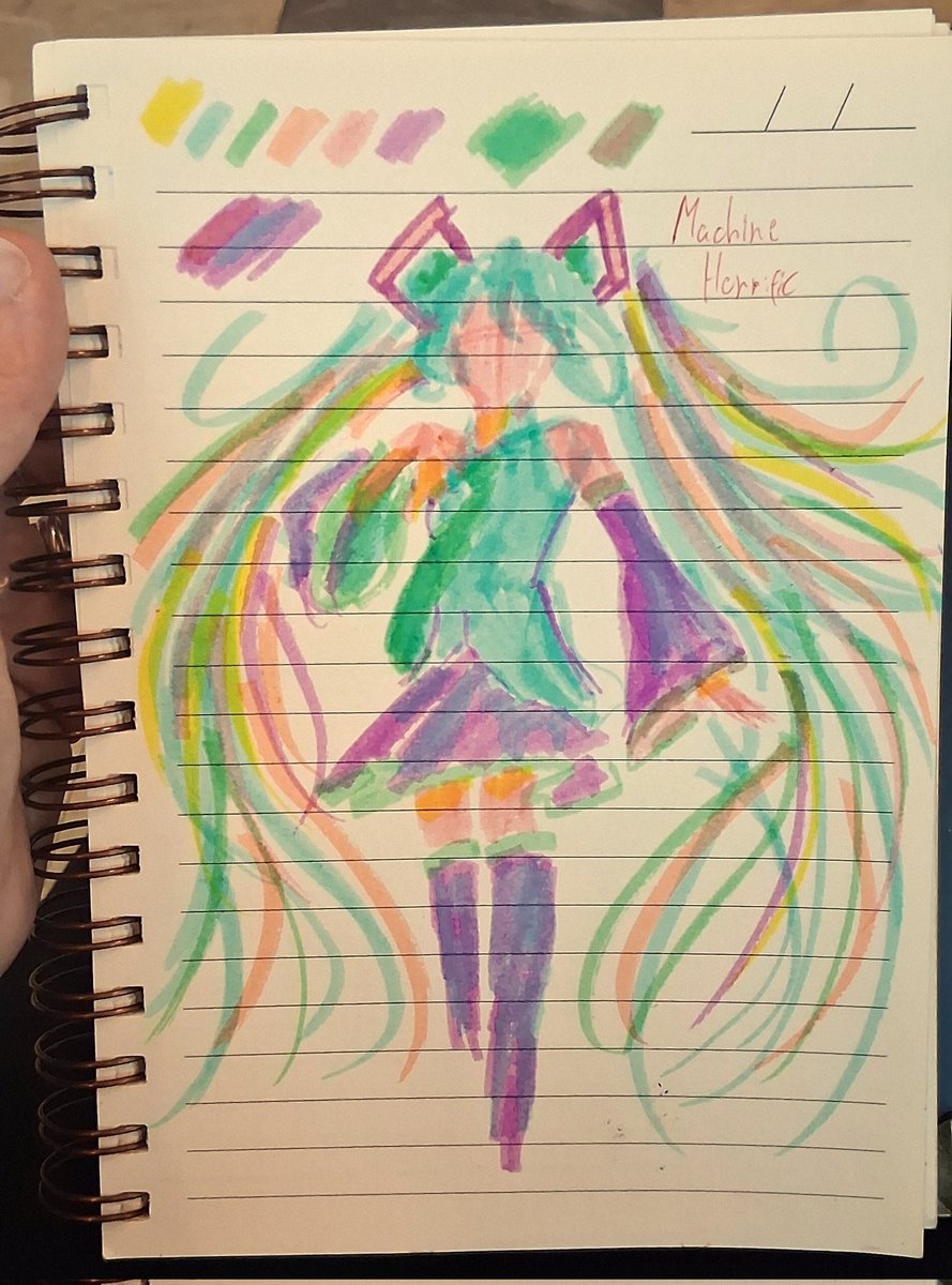 machinehorrific's tweet photo. drawing on qpp's sketchbook #HatsuneMiku #初音ミク https://t.co/XFPfiw2G5Z