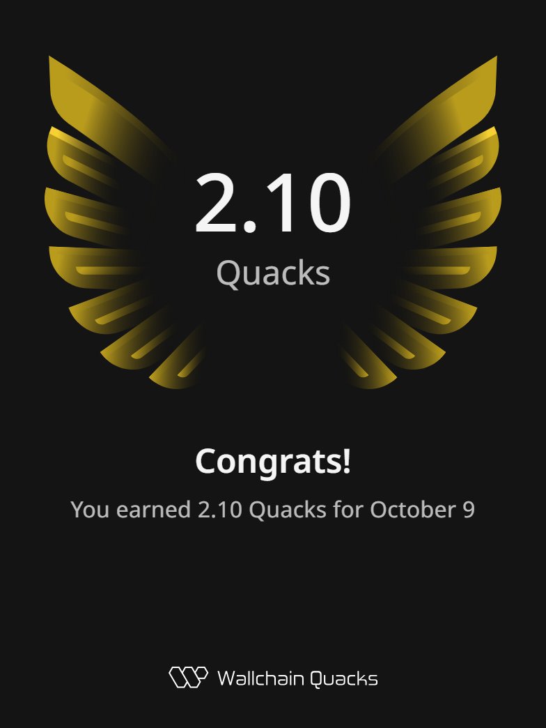 blimbroc's tweet image. Just earned 2.10 Quacks on @wallchain_xyz in one day 🦆

consisten is key

gQuack