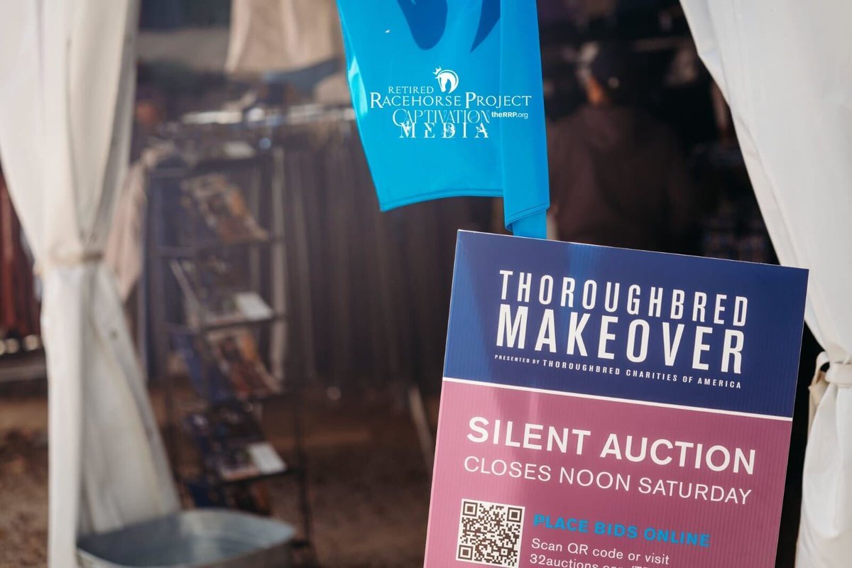 RRP_TBMakeover's tweet photo. The Thoroughbred Makeover Silent Auction kicks off our fundraising for the 2026 Thoroughbred Makeover and closes in 24 hours! Invest in the future of the event by placing viewing items and placing your bid online at https://t.co/AVTzdbruLJ https://t.co/58ENwTOg6X