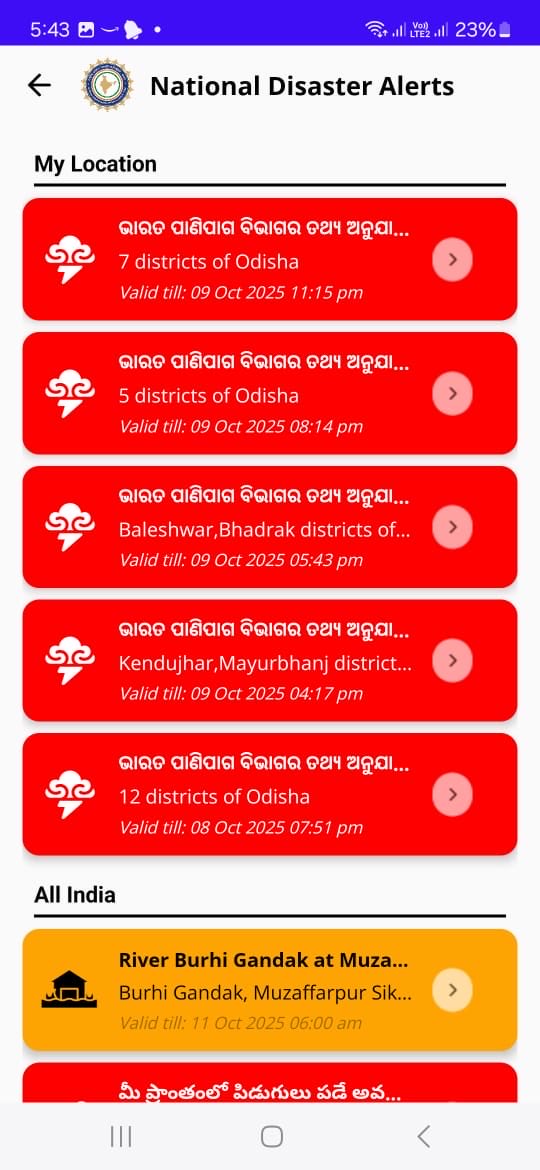 ndmaindia's tweet image. Multiple districts in Odisha are currently under active weather alerts. Stay updated with latest warnings issued by the National Disaster Alerts system &amp;amp; follow official advice for safety. Timely #DisasterPreparedness can save lives—spread awareness &amp;amp; check updates.