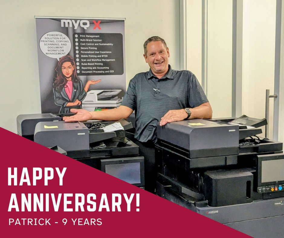 Today, we celebrate Pat’s dedication, expertise, and all-around awesomeness as a Print/Copy Sales Advisor.  Thank you for being a trusted advisor, a team player, and a steady force in our success. Here’s to another year of making copies—and making a difference!