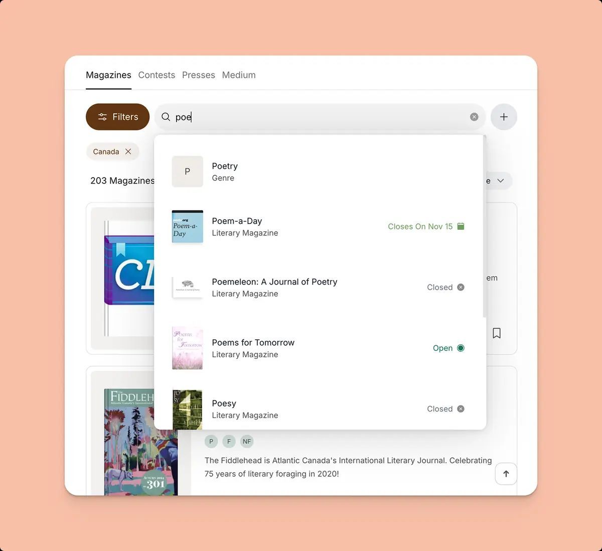 chillsubs's tweet image. Our new 💡Smart Search💡 is about to make finding magazines way faster, and here's how:

- See magazines instantly (with their open/closed status in the dropdown)
- Apply filters as tags to narrow down listings by genre, country, keywords, and more!

chillsubs.com/blog/chill-sub…