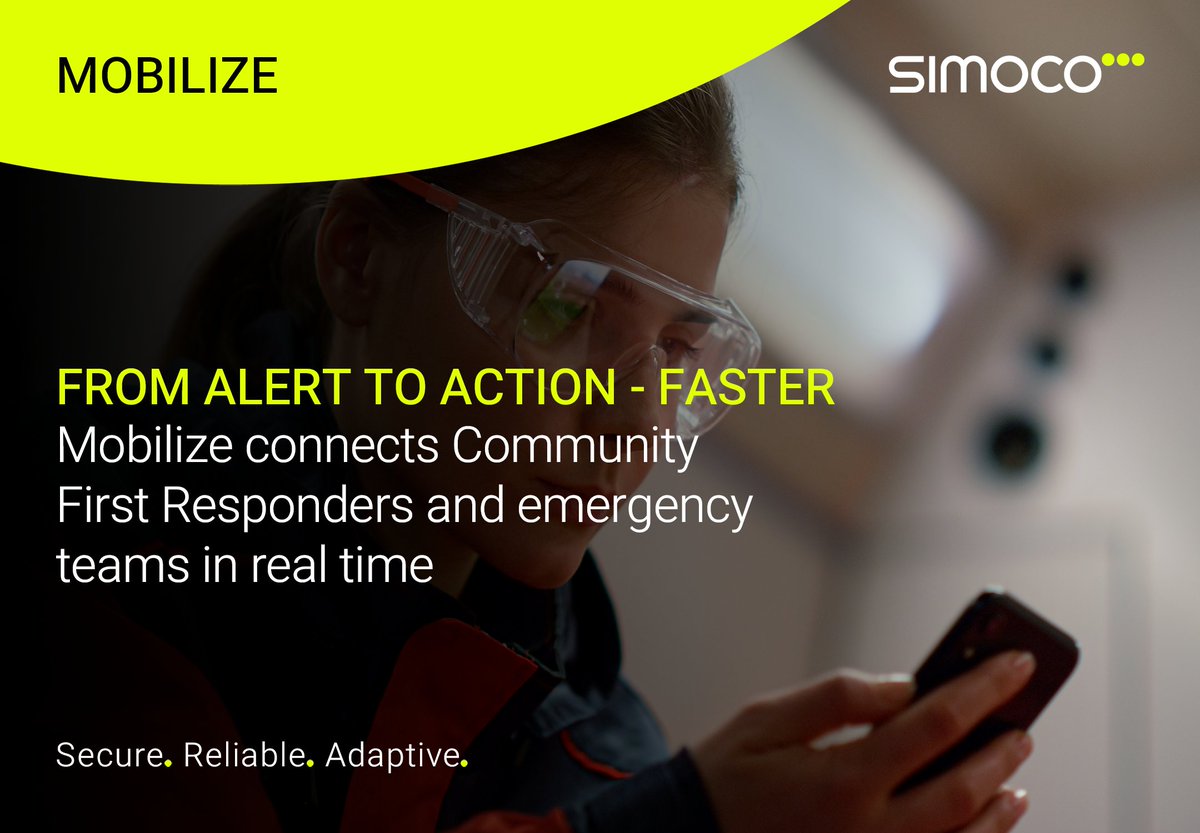SimocoWS's tweet image. Mobilize App 📲🚑
From alert to action — faster. The Simoco Mobilize App connects Community First Responders and emergency teams in real time for smarter, faster response.
🔍 simoco.com/products/mobil…