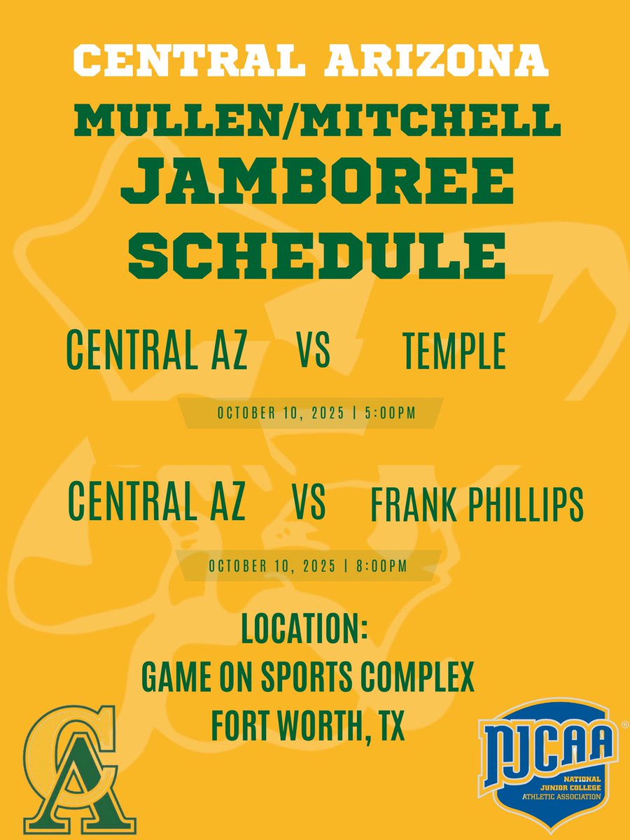 Vaqueros are in Texas for the Mullen/Mitchell Jamboree! Game times for today: 

Game 1: 5:00pm vs Temple (Court 6) 

Game 2: 8:00pm vs Frank Phillips (Court 1)

#Vaqueros 🟢🟡