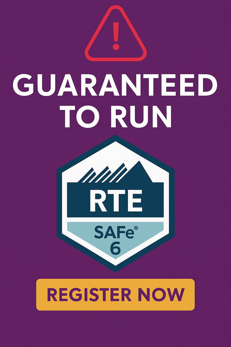 AgilityConsult2's tweet image. 🚨 GUARANTEED TO RUN 🚨 
Advance your SAFe journey with our RTE 6.0 Certification Course led by expert SPCT instructor
📅 November 10th through 12th Register Here: agilityconsultinginternational.com/aci-classes/re…
 #SAFe #RTE #ScaledAgile #AgileLeadership #AgilityConsulting