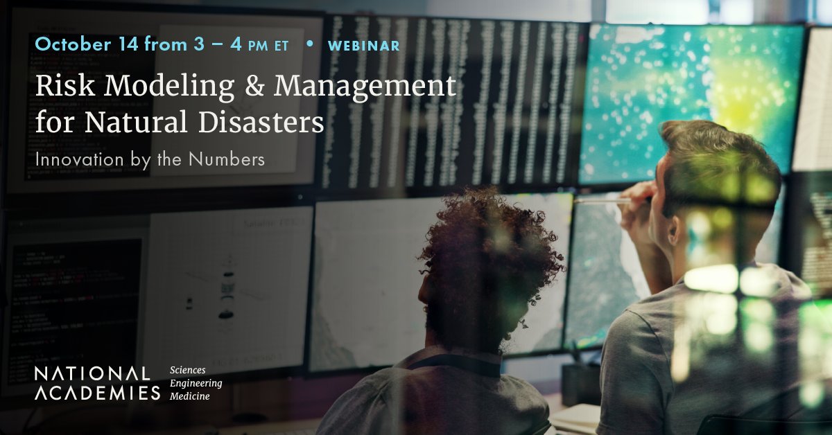 theNASEM's tweet image. Advanced #math models can help us better predict and mitigate the impacts of #NaturalDisasters, which can save lives and resources.

Learn more about #RiskModeling and #RiskManagement for natural disasters at our October 14 webinar: ow.ly/kyMy50X8M9C