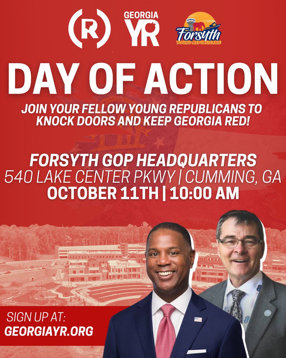 georgiayr's tweet image. 💡DON’T DEM THE LIGHTS IN GEORGIA: 

Join your fellow Young Republicans TOMORROW to Get Out the Vote for our PSC candidates 🇺🇸
It’s time to put boots on the ground to elect @timechols and @FriendsForFitz this November! 

RSVP &amp;amp; #GOTV🔌: forms.gle/oAre6TZSLfyAee…