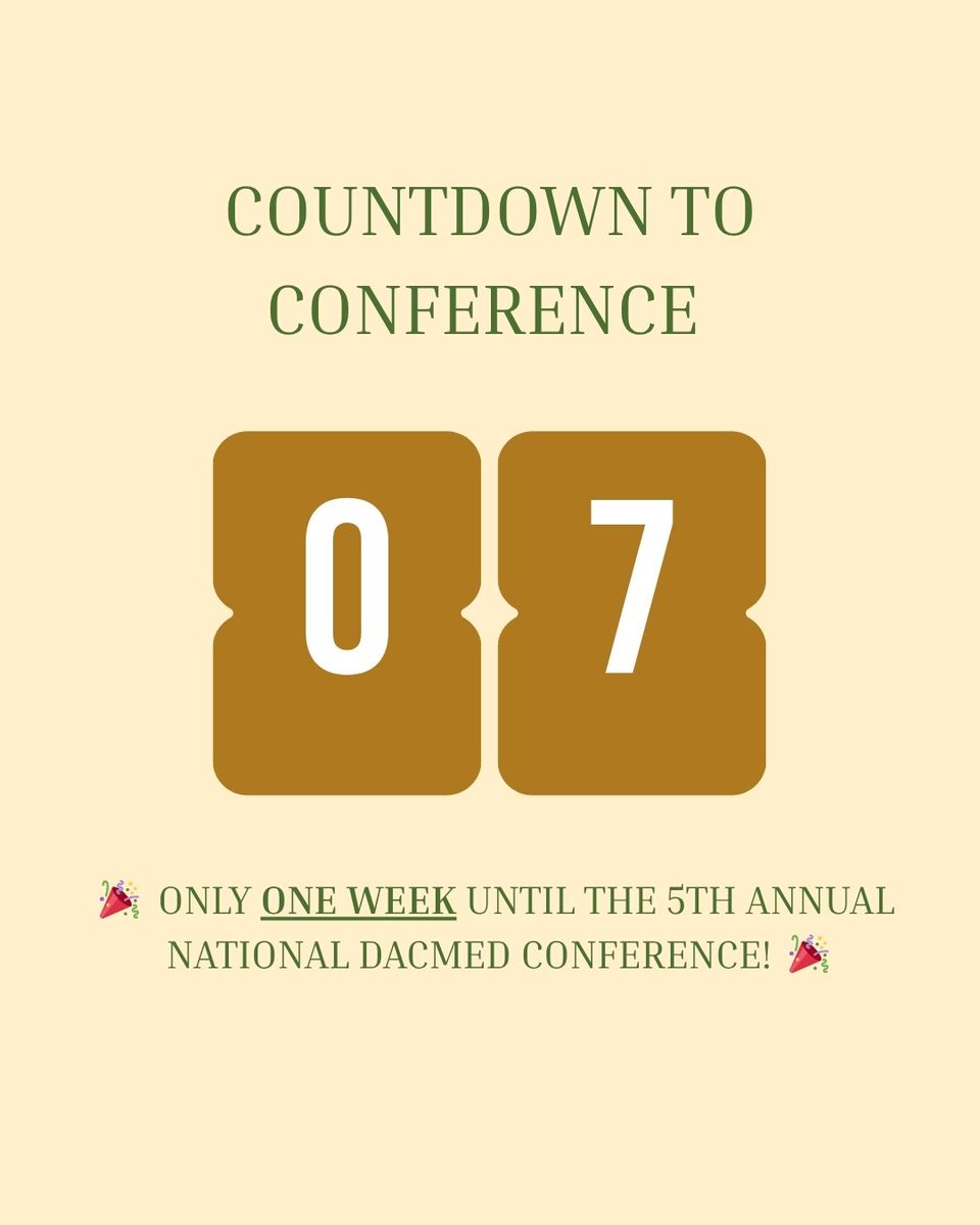 🎉 The countdown is ON!
We’re officially 7 days away from the 5th Annual National DACmed Conference! 💙
Get ready for a week packed with sneak peeks, highlights, and stories as we count down to a weekend full of inspiration, innovation, and inclusion in medical education