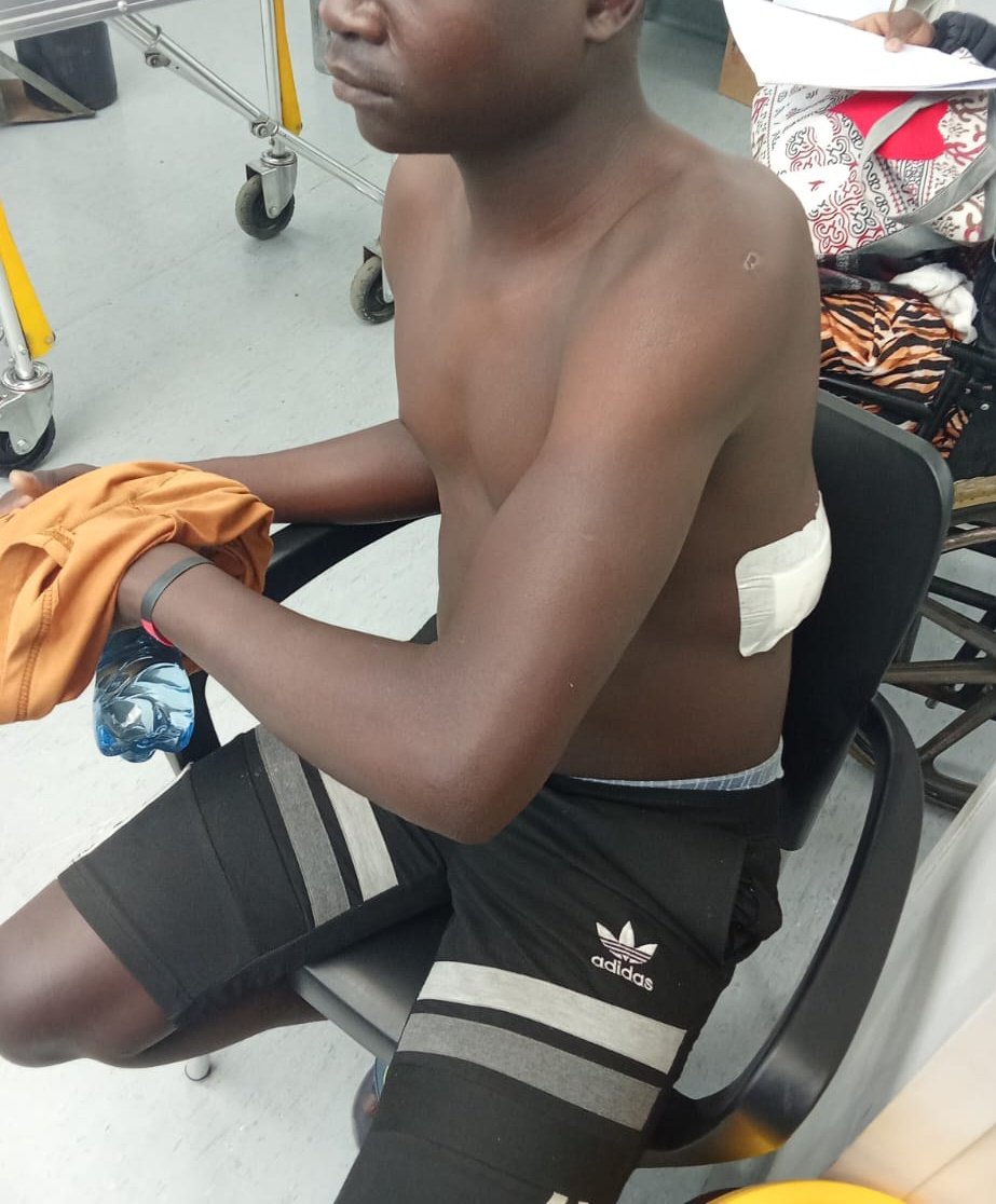 [Police Operation] A 14 year old  hawker was shot and injured with a rubber bullet earlier today at Pan Africa Business Sector near Alexandra during the Johannesburg Metropolitan Police By-Laws operation.