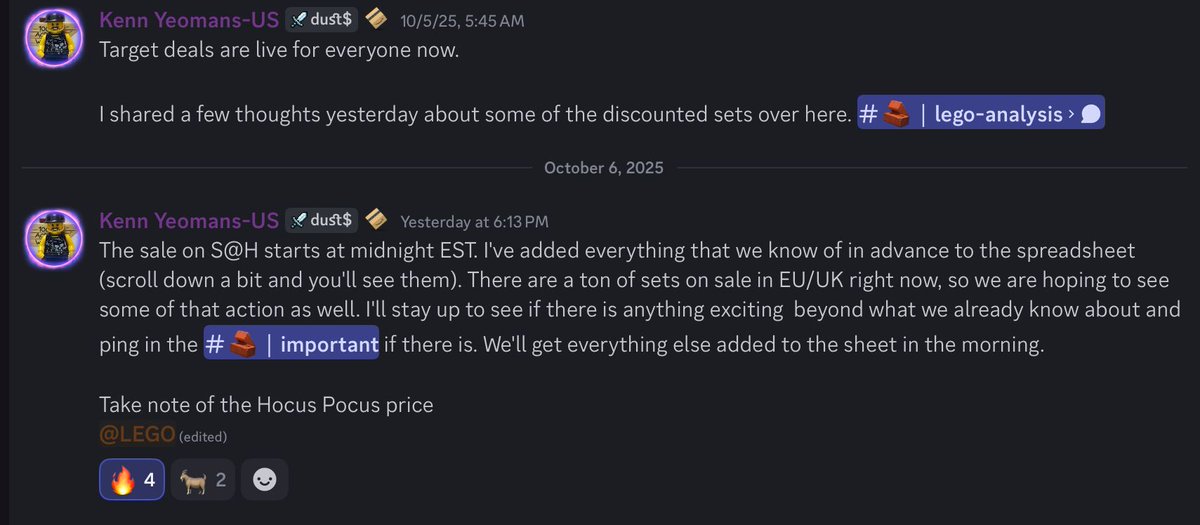 LEGO Season week 1 ✅ 

The start to this Q4 is WILD, started off with Target online deals then members started finding deeper IN-STORE deals, deep Kohl’s sales, Walmart+ deals, Amazon prime day and LEGO S@H deals 🔥

Luckily, TBB/BD members were made aware of leaks of these