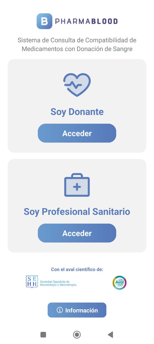 Desde <a href="/hufafarmacia/">S. Farmacia HUFA</a> hemos desarrollado Pharmablood, una app que facilita a las personas con medicación, saber si pueden donar sangre. Descárgatela ya!!! <a href="/sefh_/">S.E.F.H</a> <a href="/sehh_es/">@sehh_es</a>