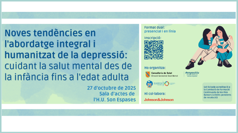 infosalut's tweet photo. #FormacioSalutIB📆Dia 27/10/2025 es farà la Jornada “Noves tendències en l'abordatge integral i humanitzat de la depressió: cuidant la salut mental des de la infància fins a l'edat adulta”
📝Organitza @SalutGOIB @AMBalear 
➡️Info https://t.co/sDnt3dEcaK
📣 @SonEspases @SonLlatzer https://t.co/5NI8Oy6P0k