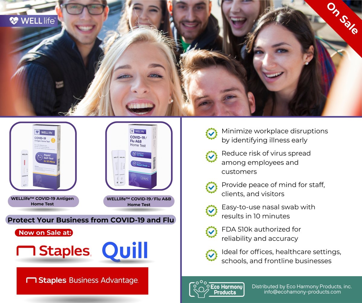 KOREstoolDesign's tweet image. 🛡️ Protect your business with WELLlife™ Home Tests! On SALE now! 
Where to buy: 
Staples → staples.com/welllife+test/… 
Advantage → staplesadvantage.com/search?term=we…
Quill → quill.com/search?keyword… #Welllife #COVID19Testing #FluTest #StaySafe