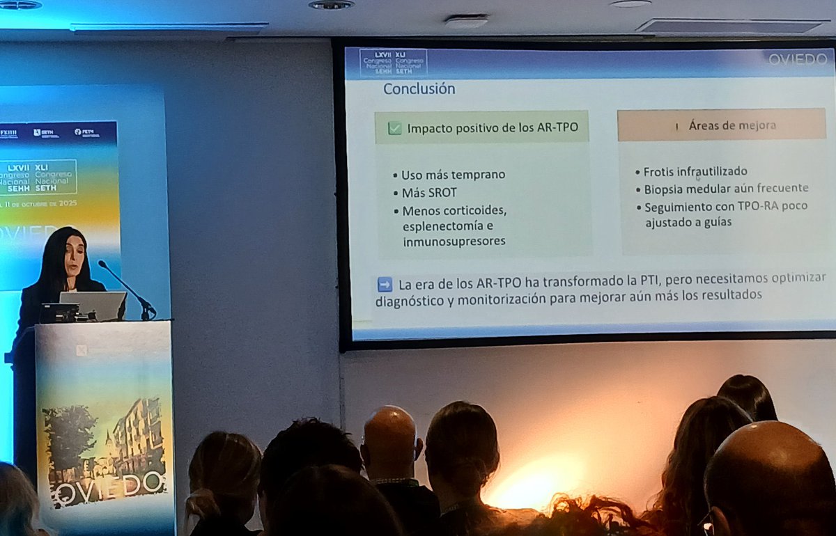 Seguimos las contribuciones del Servicio a #hemato2025 con ML lozano que aporta el estudio europeo de efectos adversos de tratamiento con agonistas del receptor de trombopoyetina, y P López mostrando el impacto en el sistema hemostático de la alfa1-antitripsina Pittsburgh.