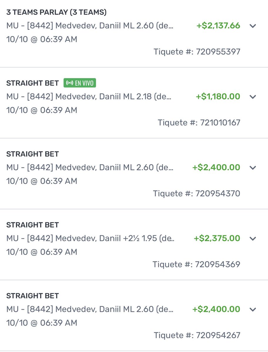 OddsCrusher's tweet photo. Muchos verdees despertando con el regalo de cuota de medvedev! ✅✅✅

En el parley no nos pagan completo porque se retira la rival 🙄

Hay un super pick para la noche; quien lo quiere? https://t.co/2XE2FU4M4I