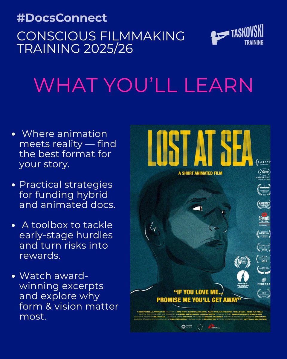TaskovskiFilms's tweet image. Explore how animation and innovation in documentary filmmaking are expanding the boundaries of storytelling and audience engagement.

Register now to secure your spot: shorturl.at/bUWDH

#DocsConnect  #HybridStorytelling  #Animation #FilmmakingMasterclass